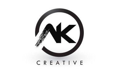 AK fırça mektup Logo tasarımı. Yaratıcı fırçalanmış harf simgesi Logo.