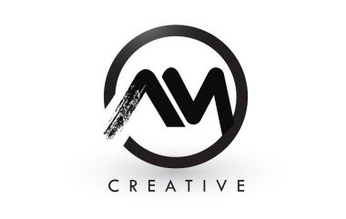 Fırça mektup Logo tasarımı benim. Yaratıcı fırçalanmış harf simgesi Logo.