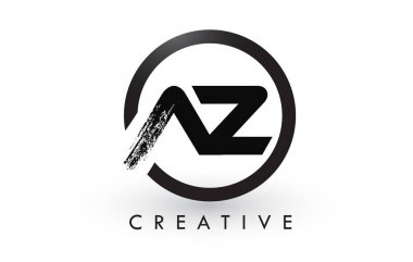 Az fırça mektup Logo tasarımı. Yaratıcı fırçalanmış harf simgesi Logo.