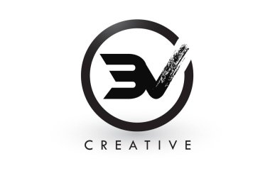 BV fırça mektup Logo tasarımı. Yaratıcı fırçalanmış harf simgesi Logo.