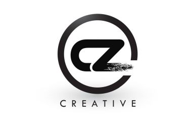 CZ fırça mektup Logo tasarımı. Yaratıcı fırçalanmış harf simgesi Logo.