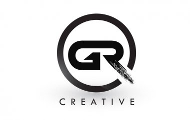 Gr fırça mektup Logo tasarımı. Yaratıcı fırçalanmış harf simgesi Logo.