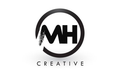 MH fırça mektup Logo tasarımı. Yaratıcı fırçalanmış harf simgesi Logo.