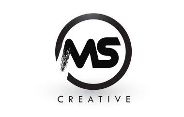 MS fırça mektup Logo tasarımı. Yaratıcı fırçalanmış harf simgesi Logo.