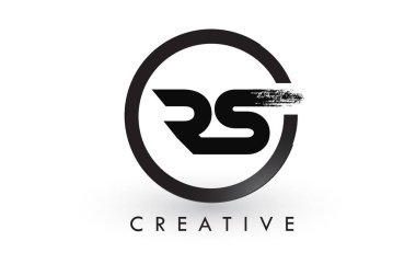 RS fırça mektup Logo tasarımı. Yaratıcı fırçalanmış harf simgesi Logo.
