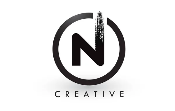 N Pennello Lettera Logo Design. Logo creativo delle lettere spazzolate icona . — Vettoriale Stock