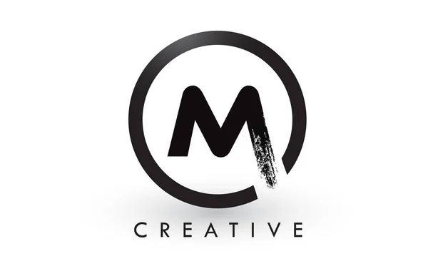 M Brush Carta Logo Design. Criativa escovado letras ícone logotipo . —  Vetores de Stock