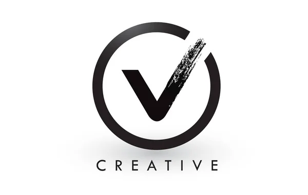 V ecset levél Logo Design. Kreatív csiszolt betű ikon logó. — Stock Vector