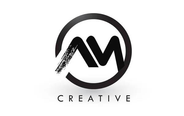 AM Brush Carta Logo Design. Criativa escovado letras ícone logotipo . —  Vetores de Stock