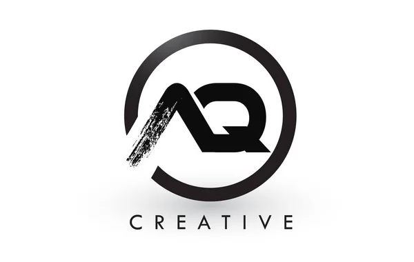 Diseño de Logo AQ Brush Letter. Logotipo creativo cepillado letras icono . — Archivo Imágenes Vectoriales