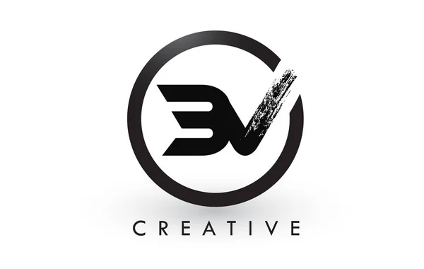 Bv 브러시 문자 로고 디자인입니다. 크리에이 티브 닦 았된 편지 아이콘 로고. — 스톡 벡터