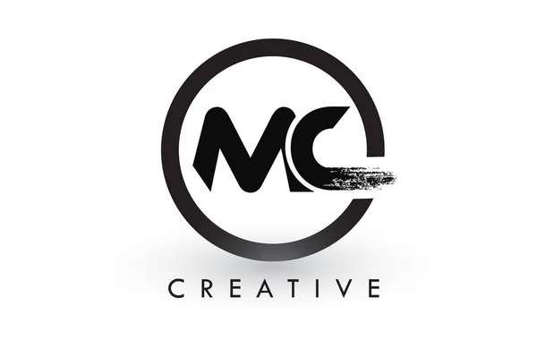 MC borste brev Logotypdesign. Kreativa borstad bokstäver ikonen logotyp. — Stock vektor