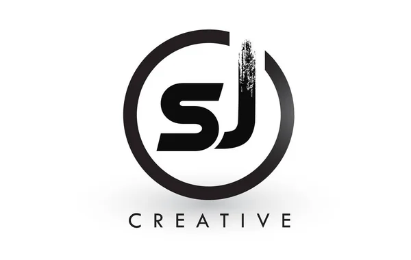 SJ Brush Letter Дизайн логотипу. Творчі матові літери логотип піктограми . — стоковий вектор