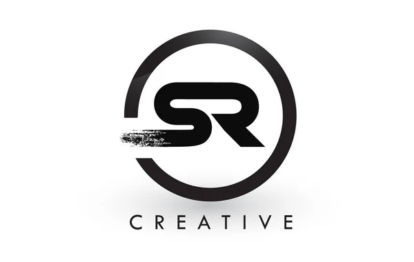 Lettre de brosse SR Logo Design. Logo d'icône de lettres brossées créatives . — Image vectorielle