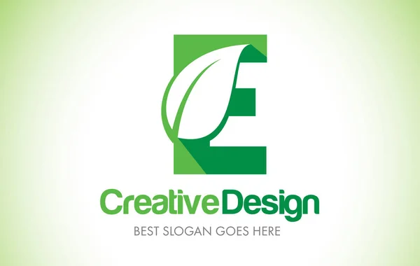 E zielony liść Logo Design list. Eco Bio liść list ikona ilust — Wektor stockowy