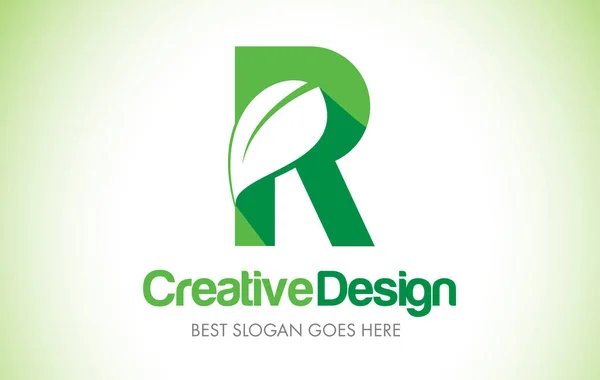 R zöld levél levél Design Logo. Öko-Bio levél levél ikont szeretnénk — Stock Vector