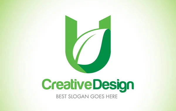 U zielony liść Logo Design list. Eco Bio liść list ikona ilust — Wektor stockowy