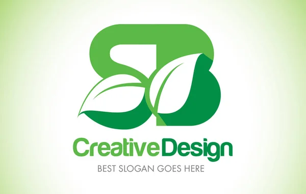 SB zielony liść Logo Design list. Eco Bio liść list ikona ilus — Wektor stockowy
