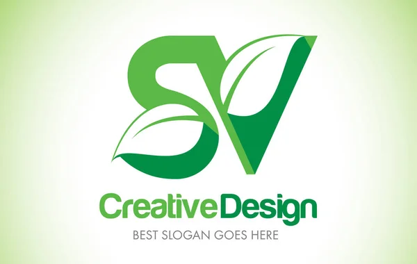 SV zielony liść Logo Design list. Eco Bio liść list ikona ilus — Wektor stockowy