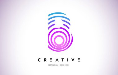 B satırları Warp Logo tasarımı. Mor daire ile yapılan harf simgesi 