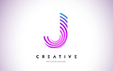 J satırları Warp Logo tasarımı. Mor daire ile yapılan harf simgesi 