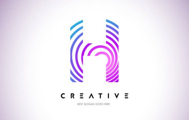 H satırları Warp Logo tasarımı. Mor daire ile yapılan harf simgesi 