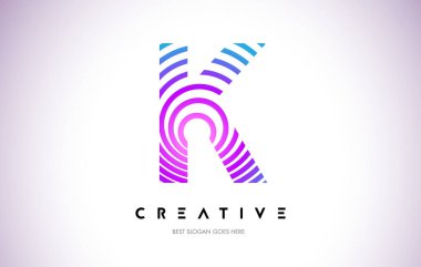 K satırları Warp Logo tasarımı. Mor daire ile yapılan harf simgesi 