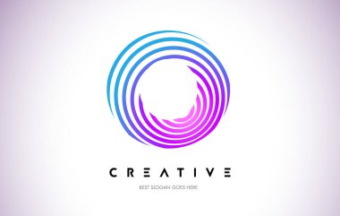 O satırları Warp Logo tasarımı. Mor daire ile yapılan harf simgesi 