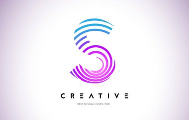 S satırları Warp Logo tasarımı. Mor daire ile yapılan harf simgesi 