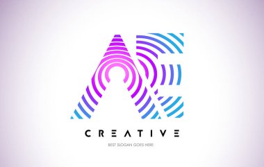 AE satırları Warp Logo tasarımı. Mor daire ile yapılan harf simgesi