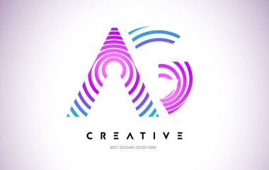 AG satırları Warp Logo tasarımı. Mor daire ile yapılan harf simgesi