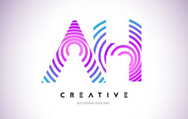 Ah satırları Logo tasarımı büküm. Mor daire ile yapılan harf simgesi