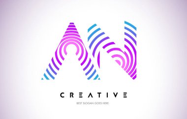 Bir satır Warp Logo tasarımı. Mor daire ile yapılan harf simgesi