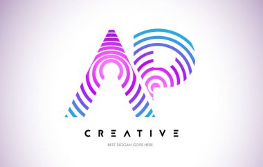 AP satırları Warp Logo tasarımı. Mor daire ile yapılan harf simgesi