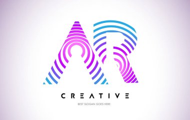 AR satırları Warp Logo tasarımı. Mor daire ile yapılan harf simgesi