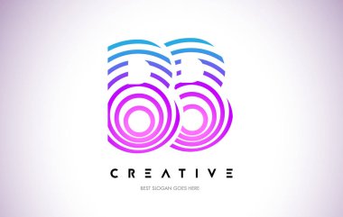 BB satırları Warp Logo tasarımı. Mor daire ile yapılan harf simgesi