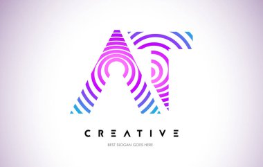 Çizgiler Warp Logo tasarımı. Mor daire ile yapılan harf simgesi