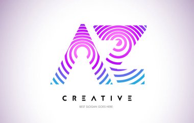 Az satırları Warp Logo tasarımı. Mor daire ile yapılan harf simgesi