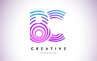 M.ö. hatları Warp Logo tasarımı. Mor daire ile yapılan harf simgesi