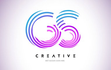 GS satırları Warp Logo tasarımı. Mor daire ile yapılan harf simgesi