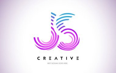 JS satırları Warp Logo tasarımı. Mor daire ile yapılan harf simgesi