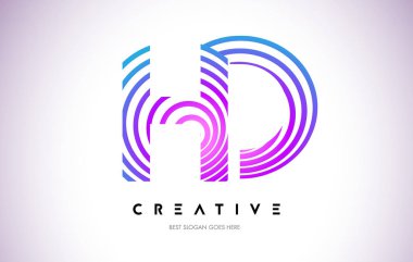 HD satırları Warp Logo tasarımı. Mor daire ile yapılan harf simgesi