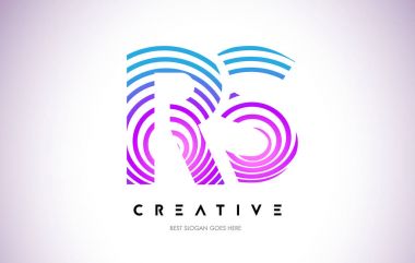 RS satırları Warp Logo tasarımı. Mor daire ile yapılan harf simgesi