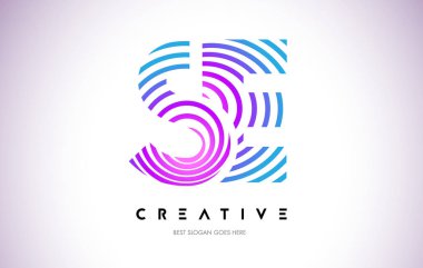 Se satırları Warp Logo tasarımı. Mor daire ile yapılan harf simgesi