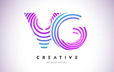 VG satırları Warp Logo tasarımı. Mor daire ile yapılan harf simgesi