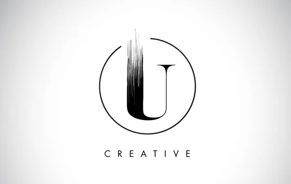 U Brush Stroke Letra Logo Design. Logotipo de pintura negro Leters Icono . — Archivo Imágenes Vectoriales