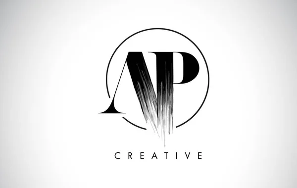 Σχεδιασμός λογότυπου επιστολή εγκεφαλικό επεισόδιο AP βούρτσα. Ένα εικονίδιο με το σήμα μαύρο χρώμα λογότυπο Leters — Διανυσματικό Αρχείο