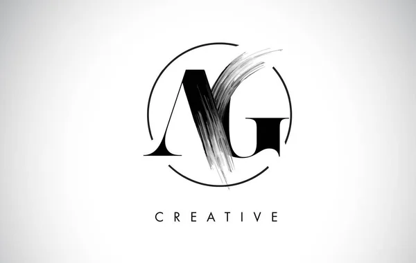 Création de Logo AG Brush Stroke lettre. Peinture noire Logo lettres icône — Image vectorielle