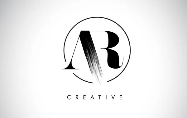 AR Brush Stroke Carta Logo Design. preto pintura logotipo leters ícone —  Vetores de Stock