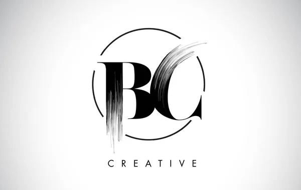BC Pennello Stroke Lettera Logo Design. Icona con logo vernice nera — Vettoriale Stock